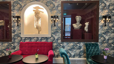 The hotel's decor on display was inspired by the tradition of the grand tour of Europe.