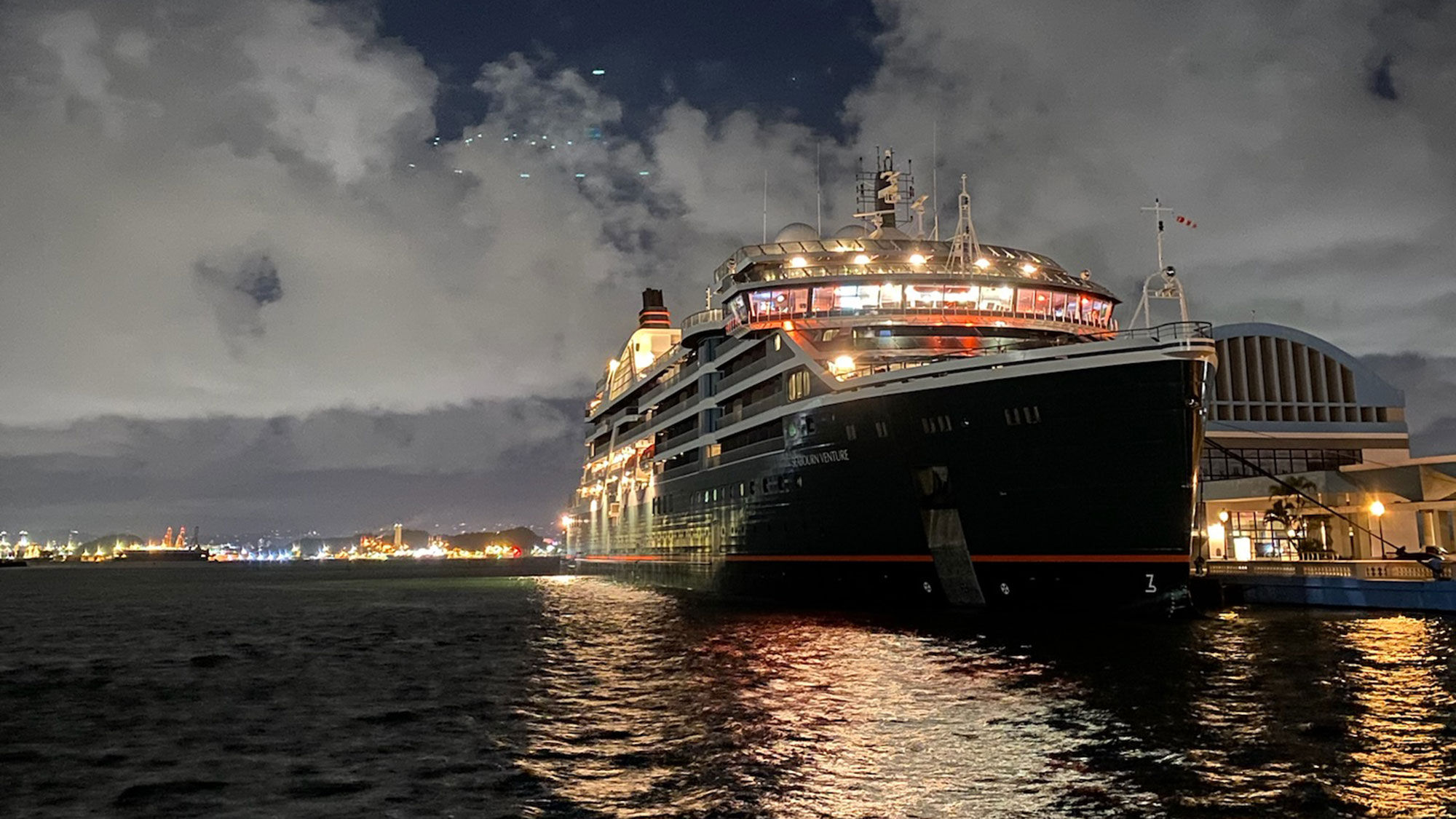 The Seabourn Venture docked in San Juan.