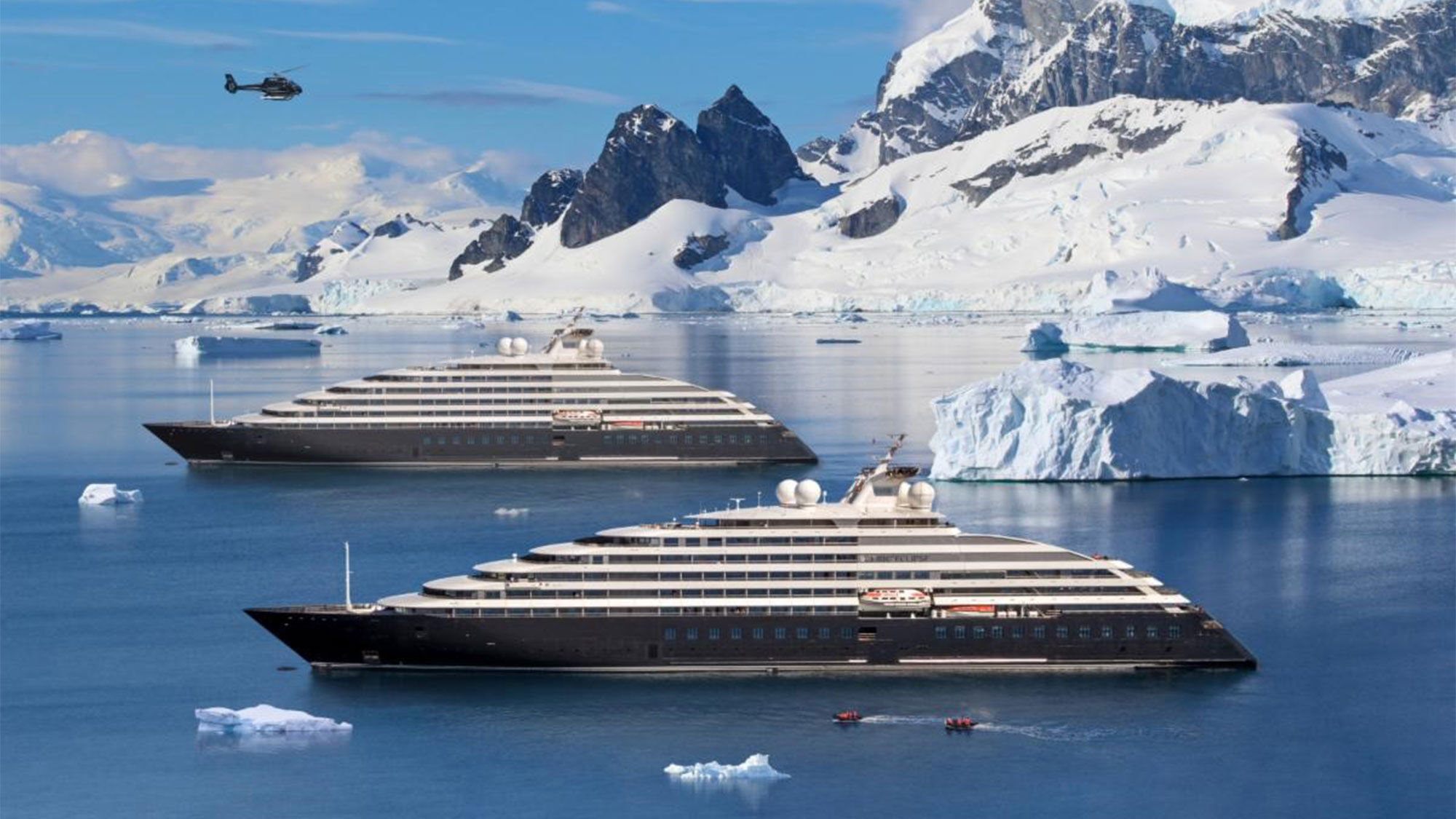 The Scenic Eclipse and Scenic Eclipse II in a rendering. The Eclipse II is scheduled to make its maiden voyage in April.