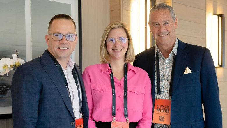 From left, Ensemble president Michael Johnson, senior vice president of operations Kristina Boyce and executive chairman David Harris during Ensemble Horizons in Miami Beach.