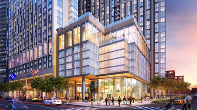 Located near the Key Bridge, which connects Arlington to the nation's capital, the Hilton at the Key, Arlington-Rosslyn (seen here in a rendering) will feature about 28,000 square feet of meetings and event space.