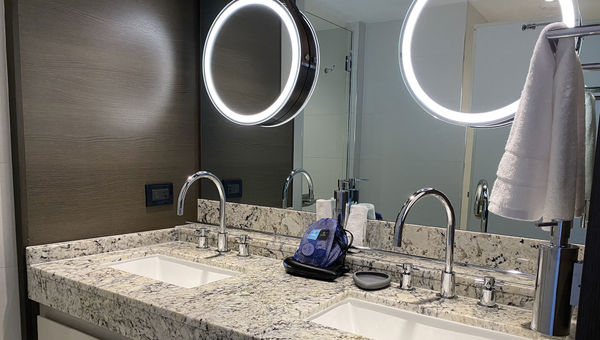 The bathroom in a standard cabin.