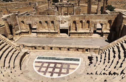 A Greco-Roman amphitheater in Jerash. A Greco-Roman amphitheater in Jerash.