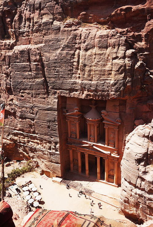 The temple known as the Treasury in Petra on an Exodus Travels trip through Jordan. The temple known as the Treasury in Petra on an Exodus Travels trip through Jordan.