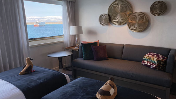 The living area in a standard cabin.