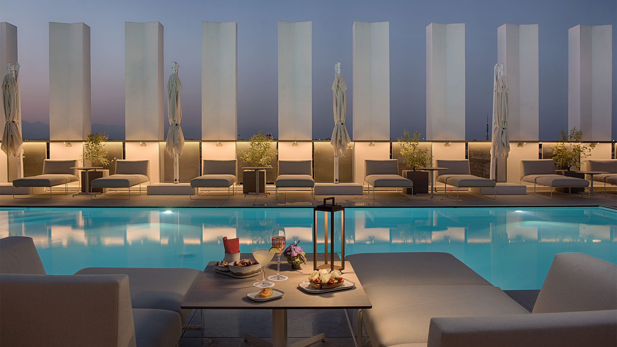 The rooftop pool at the NH Collection Milano CityLife hotel.