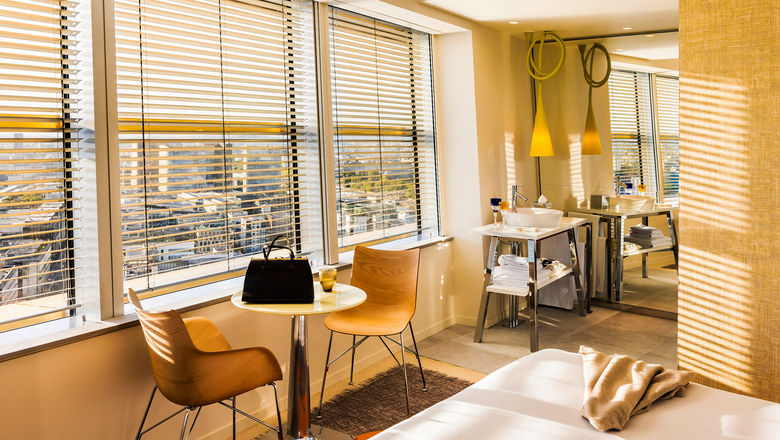 A junior suite at the TOO Hotel in Paris.