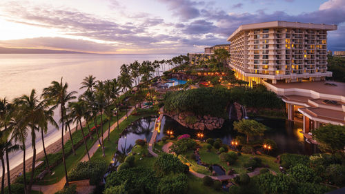 The Hyatt Regency Maui Resort and Spa is situated along Kaanapali Beach.