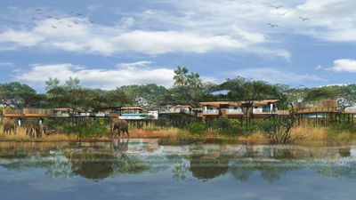 A rendering of the Six Senses Victoria Falls ecolodge, expected to open in the Victoria Falls National Park in Zimbabwe.