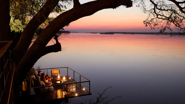 A deck at the Zambezi Grande, a new family-owned, luxury boutique lodge overlooking the Zambezi River.