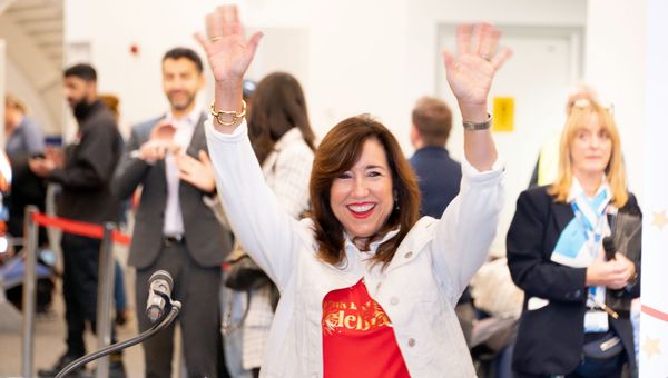 Carnival Cruise Line president Christine Duffy presided over a ribbon-cutting before the Carnival Celebration's maiden cruise.