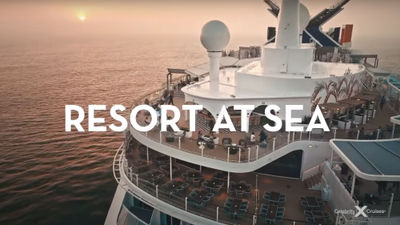 A still from Celebrity Cruises' new ad campaign shows creative calling the brand a "resort at sea."