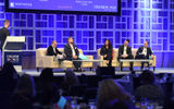 Joining the discussion at the Pitch Perfect: Luxury panel at CruiseWorld were, from left, Darren Dolan, Viking; Andy Fuentes, Scenic; Dianna Rom, Windstar; Steve Smotrys, Seabourn; Shawn Tubman, Regent Seven Seas.