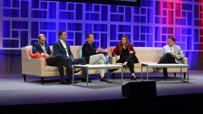 From left, the Presidents Panel at CruiseWorld: Gus Antorcha, Holland America Line; Josh Leibowitz, Seabourn; John Padgett, Princess Cruises; Mary Pat Sullivan, senior vice president of marketing, Northstar Travel Group; and Arnie Weissmann, editor in chief of Travel Weekly.