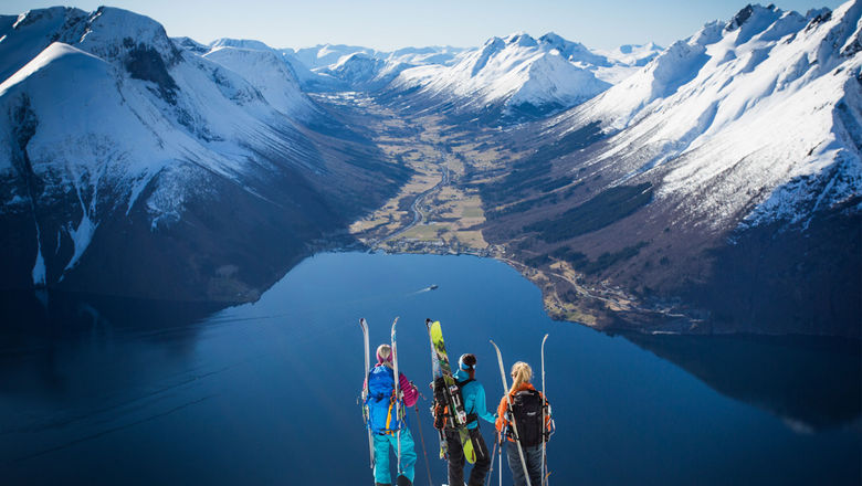 Fjord skiing in the Sunnmore region of Norway. The destination is a big draw for outdoor adventure enthusiasts.
