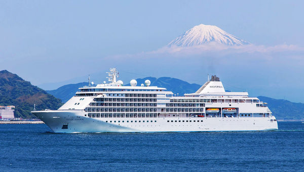Silversea's Silver Shadow, in Shimizu Port, Japan. The ship is one of four Silversea will deploy in Asia beginning in December.