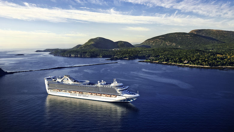 The Caribbean Princess in Bar Harbor.