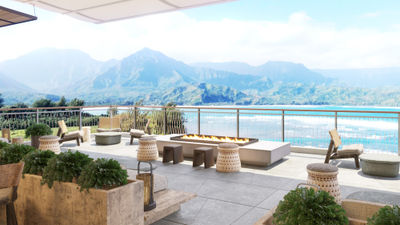 The 1 Hotel Hanalei Bay's Sunset Terrace overlooks the bay.