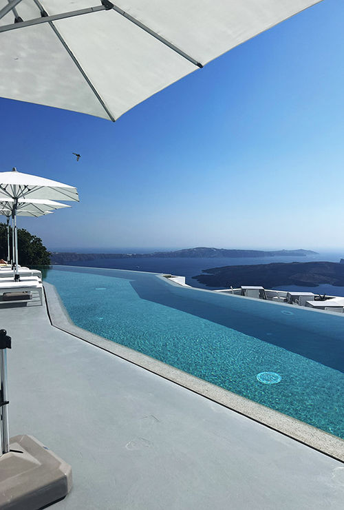 The hotel claims it has the longest infinity-edge pool in Imerovigli. The hotel claims it has the longest infinity-edge pool in Imerovigli.