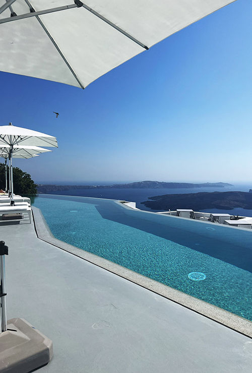 The hotel claims it has the longest infinity-edge pool in Imerovigli.