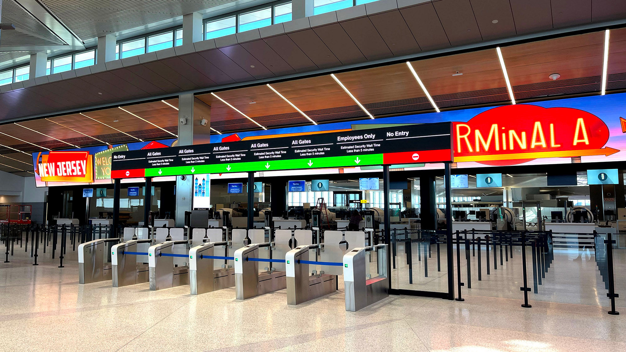 The entrance to the new terminal's TSA checkpoint area.