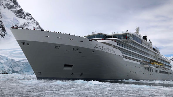 The Silver Endeavour now sailing in Antarctica was repainted in gray and off-white after being acquired by Silversea Cruises.