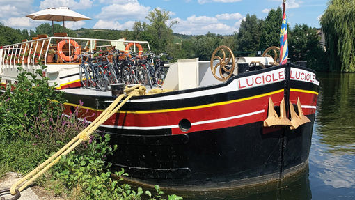 The Luciole barge in Burgundy, France.