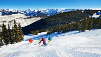 Skiers take to the slopes at Colorado's Vail Resort.