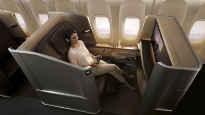 The first-class seat on Singapore's Boeing 777-300ER.