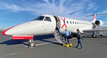 Passengers boarding a JSX flight in Phoenix.