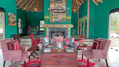 The Waterside at Royal Malewane's rooms and spaces are explosions of color in the bush.