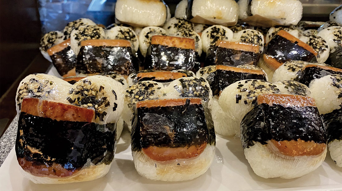 Rows of Spam musubi with a Disney touch at Ulu Cafe at the Aulani resort.