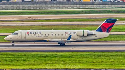 A Delta Connection Bombardier CRJ-200 at Atlanta Hartsfield-Jackson International Airport.
