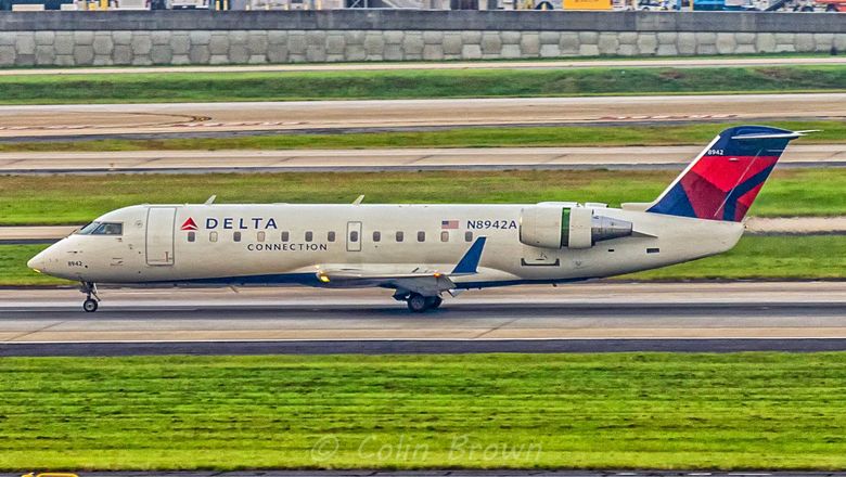 A Delta Connection Bombardier CRJ-200 at Atlanta Hartsfield-Jackson International Airport.