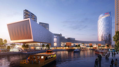 A rendering of the Bally's Chicago Casino, which is set to be located on a 30-acre site that's currently home to the Chicago Tribune Publishing Center.