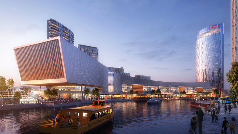 A rendering of the Bally's Chicago Casino, which is set to be located on a 30-acre site that's currently home to the Chicago Tribune Publishing Center.