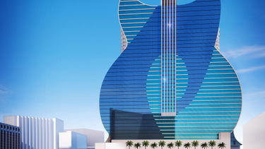 A rendering of the Hard Rock Hotel & Casino Las Vegas. Its transformation from the Mirage will take from 18 to 24 months to complete.