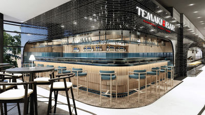 A rendering of Temaki, which features hand rolls and sushi dishes at the new Proper Eats food court at the Aria.
