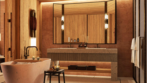 Bathroom rendering for the Waldorf Astoria San Miguel de Allende.