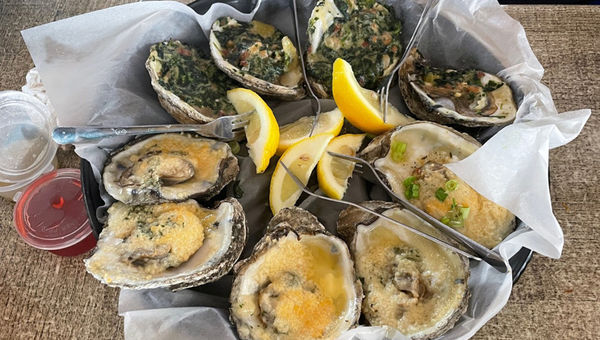 Oysters served three ways at the Anna Maria Oyster Bar on the pier at Bradenton Beach.