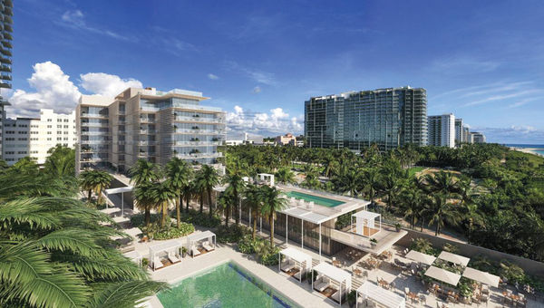 A rendering of the Bulgari Hotel Miami Beach, which is on track to open in 2025.