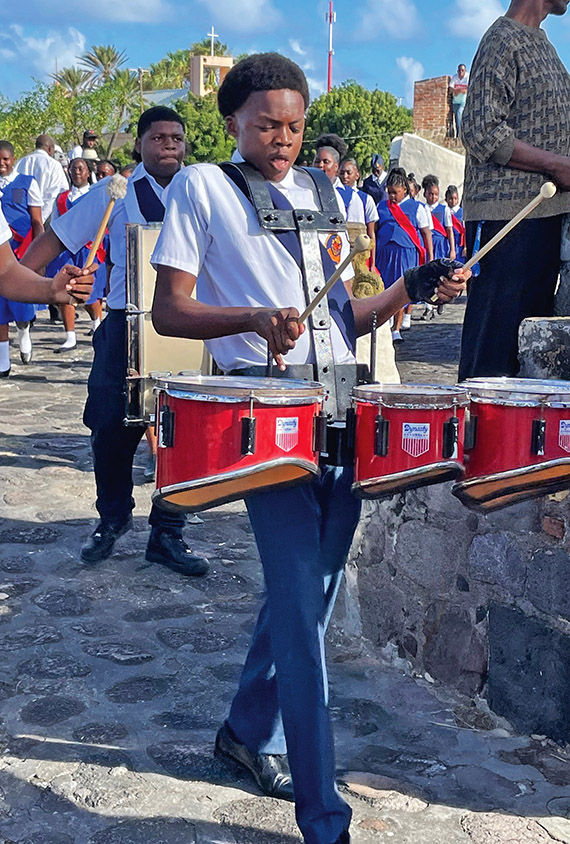 A drummer leads a parade on Statia Day, a national holiday celebrated each Nov. 16.