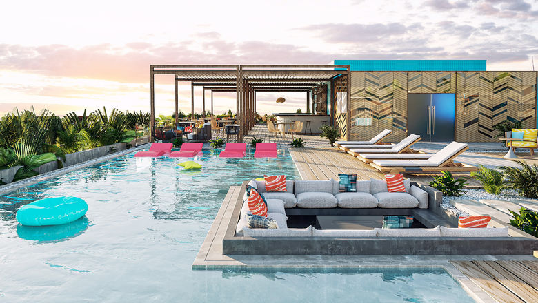 The Aloft Playa del Carmen's Splash Rooftop has two infinity pools and a lounge atmosphere.