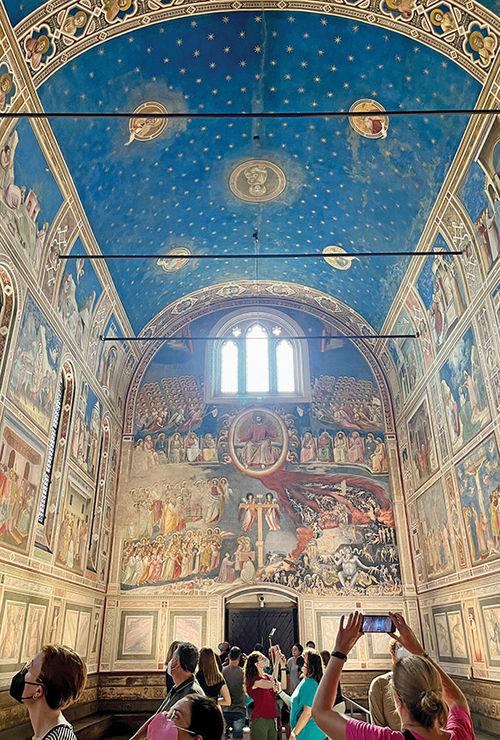 Frescoes by Giotto cover the walls of the Scrovegni Chapel in Padua, Italy, seen during a Venetian Lagoon sailing with Uniworld.