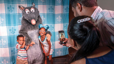 Young guests meet Remy from the Pixar film "Ratatouille."