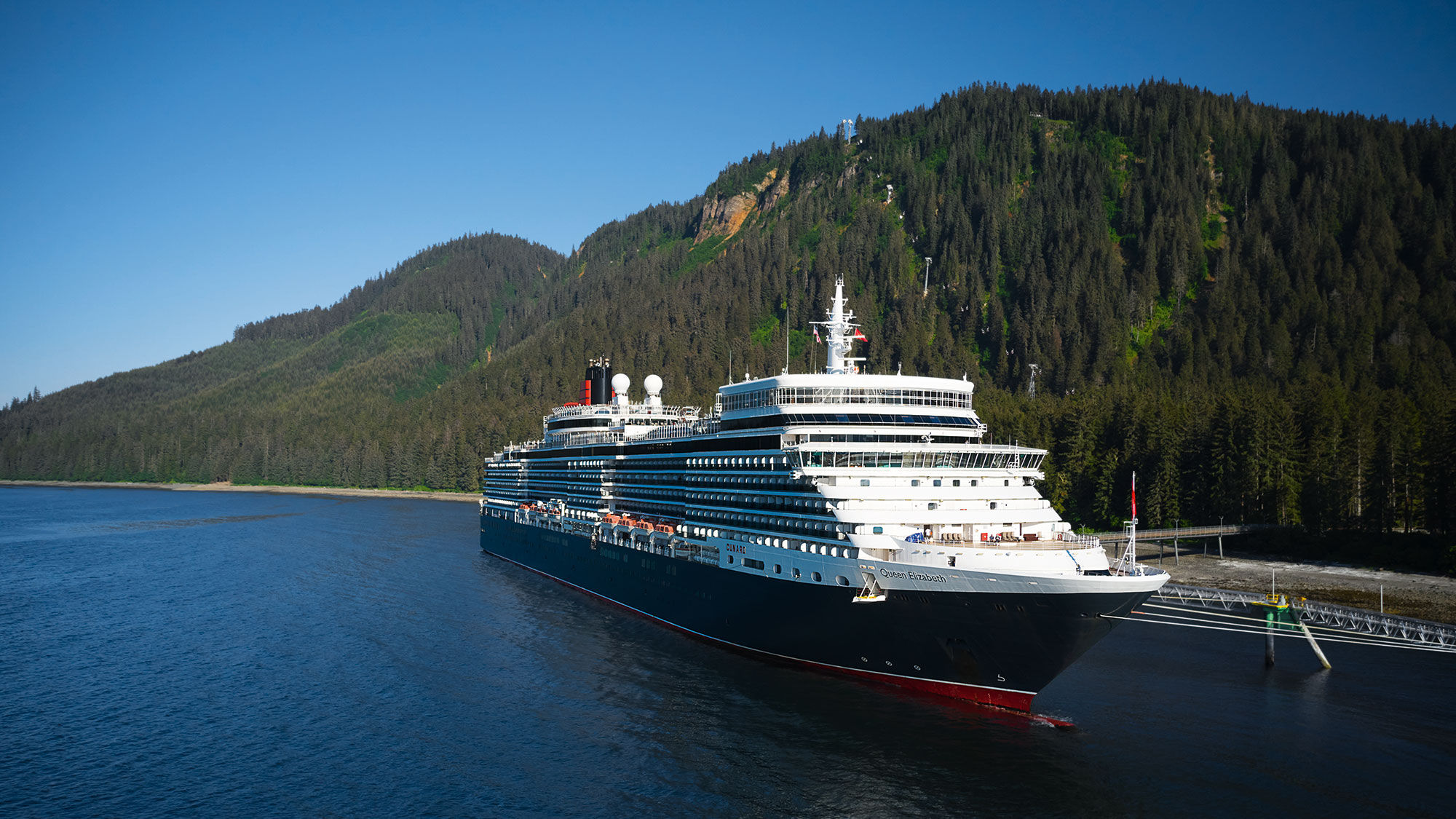 The Queen Elizabeth at Icy Strait Point in Alaska.