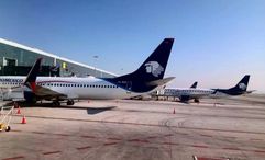 Aeromexico planes at Felipe Angeles International Airport.