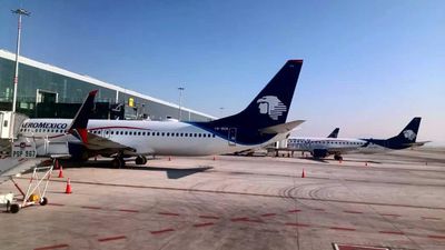 Aeromexico planes at Felipe Angeles International Airport.