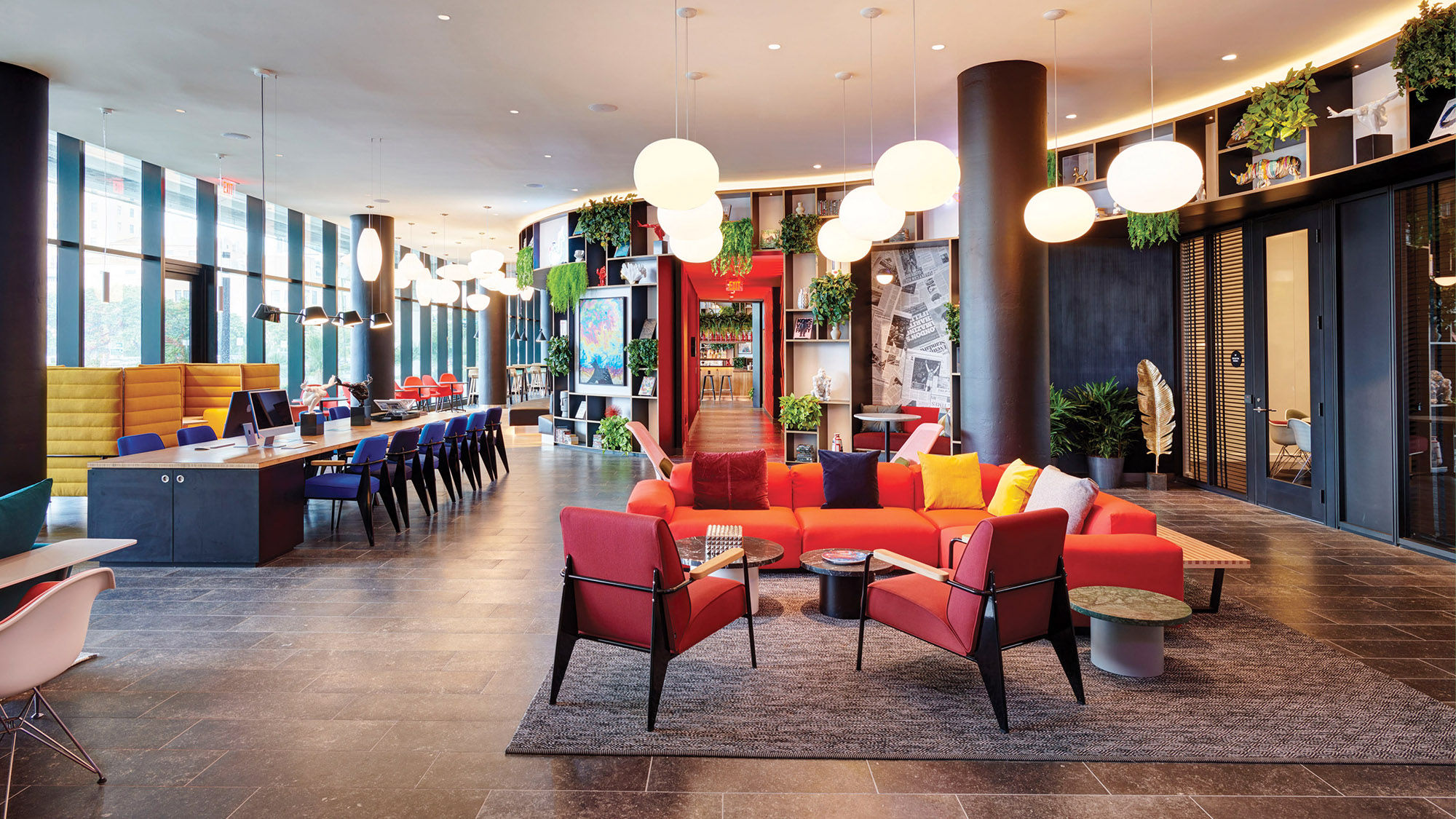 One of the public areas at the CitizenM Miami Worldcenter.