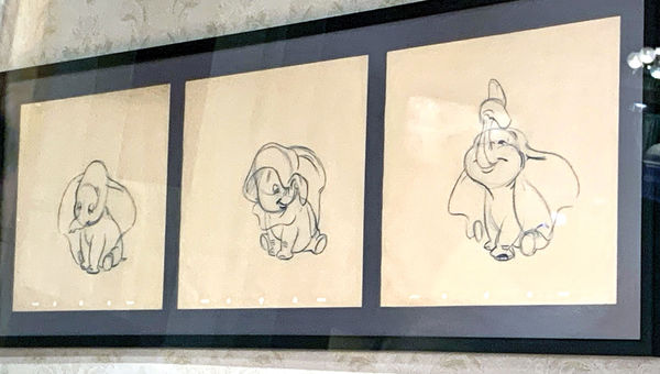 Dumbo animations by Kim Irvine’s father, the late Harvey Toombs, hang in the "Disney 100 Years of Wonder" exhibit. Dumbo animations by Kim Irvine’s father, the late Harvey Toombs, hang in the "Disney 100 Years of Wonder" exhibit.